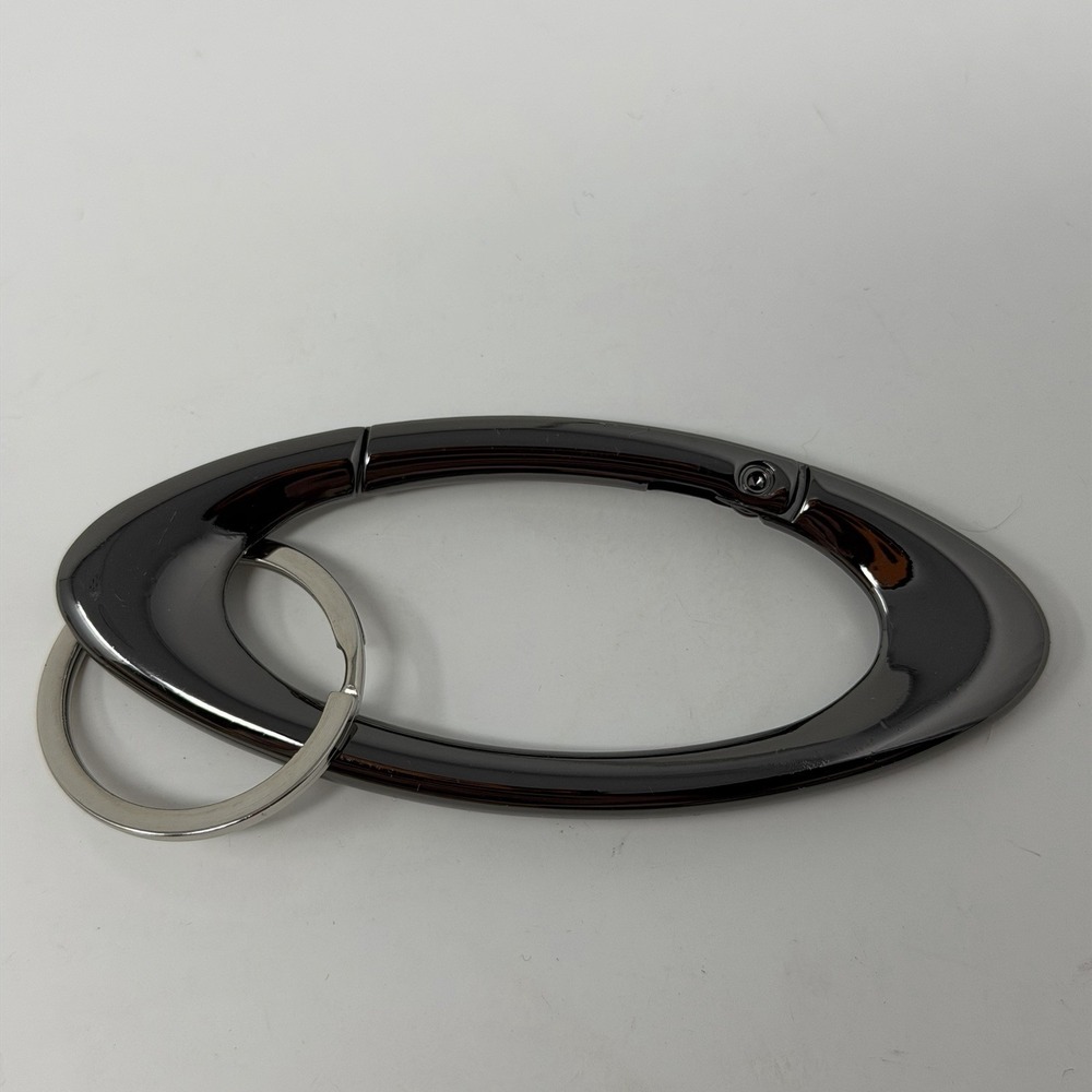 Y2K Oval Carabiner Clip Gunmetal Grey Metal Keychain Key Ring Hiking Gorpcore